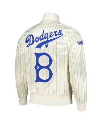 Men's Cream Brooklyn Dodgers Cooperstown Collection Pinstripe Retro Classic Satin Full-Snap Jacket