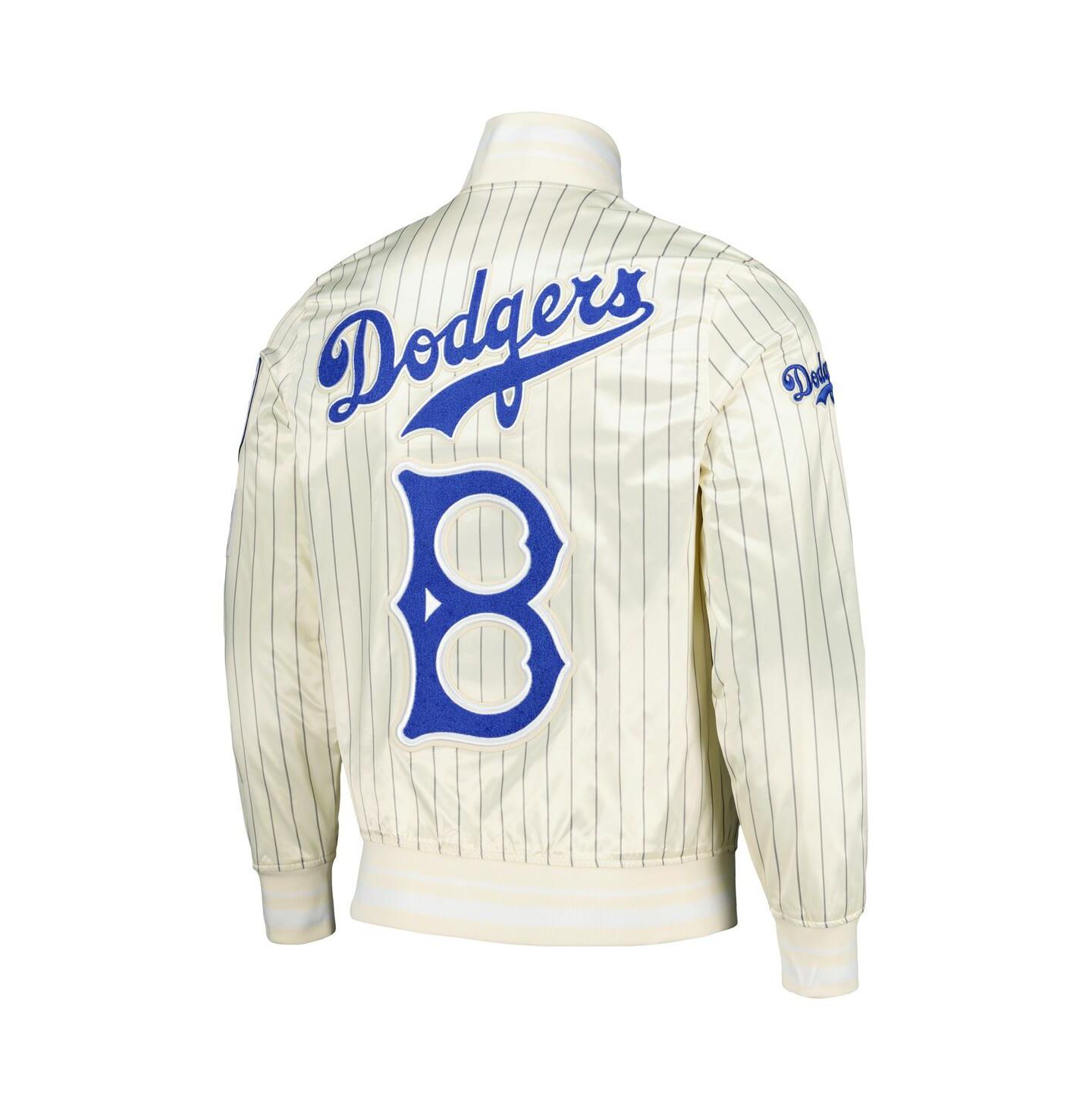 Мужская куртка Pro Standard Cream Brooklyn Dodgers Cooperstown Collection Pinstripe Retro Classic Satin Full-Snap — фото 2