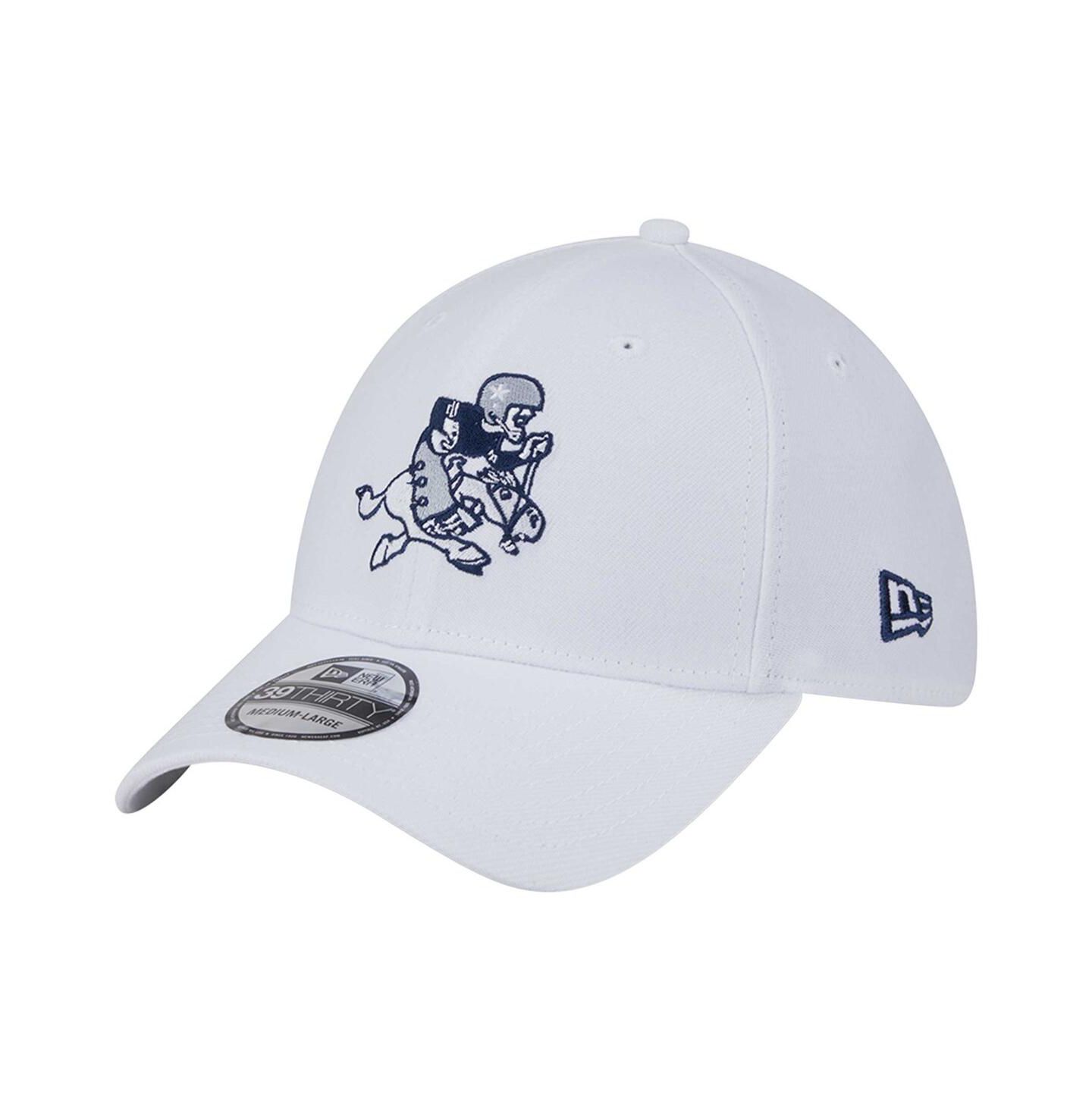 Мужская кепка New Era White Dallas Cowboys Throwback 39THIRTY Flex Hat — фото 1