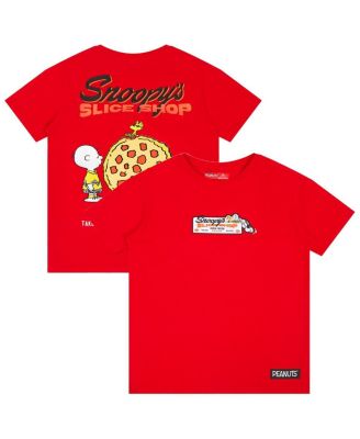 Freeze Max - Big Boys and GIrls Red Peanuts Snoopy's Slice Shop T-Shirt