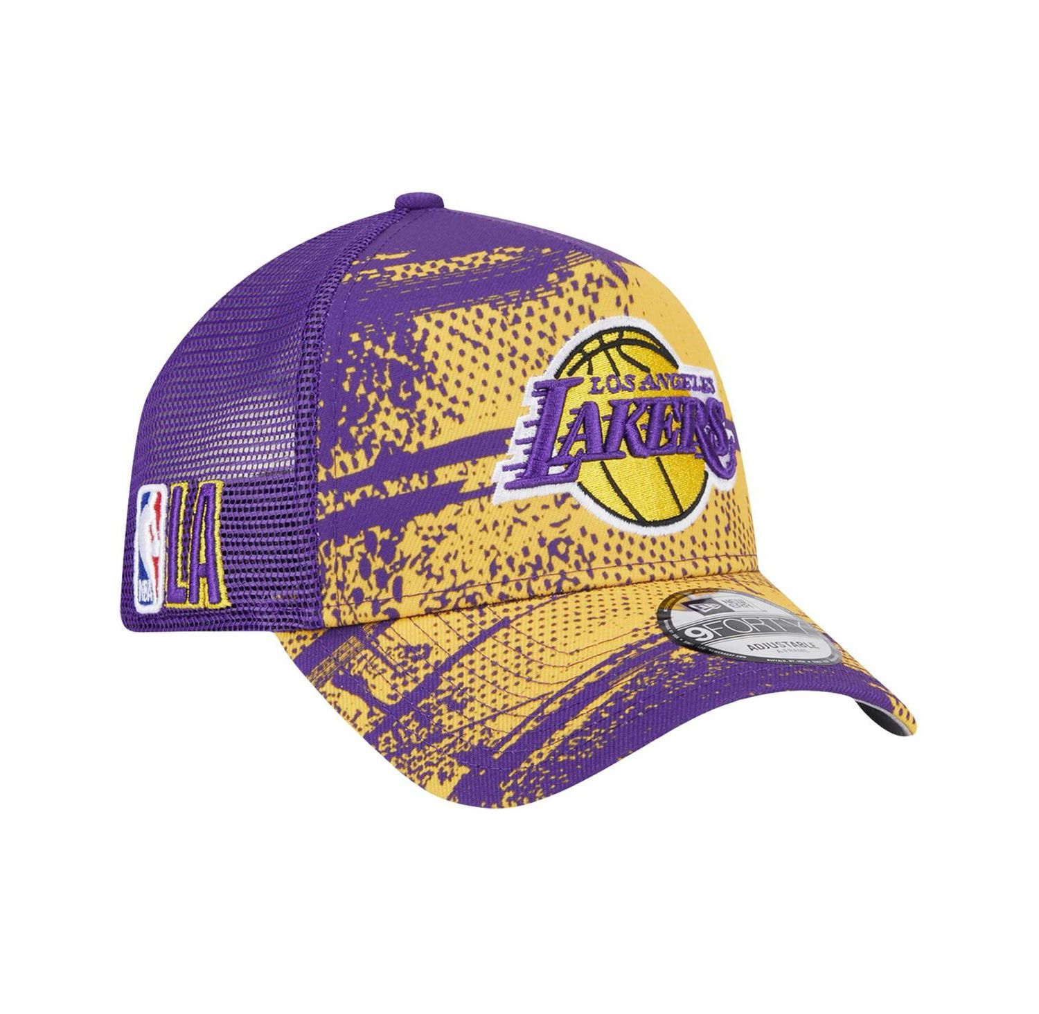 Men's Purple/Gold Los Angeles Lakers Tip Off A-Frame Trucker 9FORTY Adjustable Hat