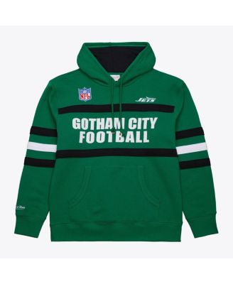 Men's Kelly Green New York Jets Vintage Logo Head Coach Fleece Pullover Hoodie