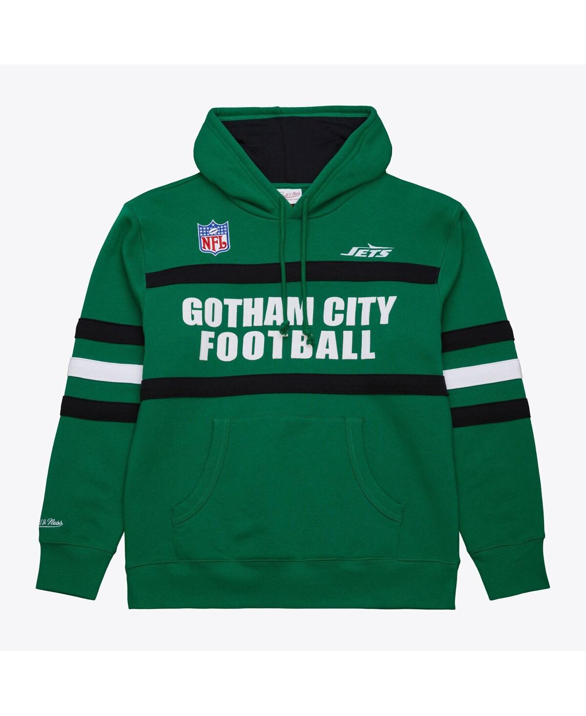 Men's Kelly Green New York Jets Vintage Logo Head Coach Fleece Pullover Hoodie - Kelly Green