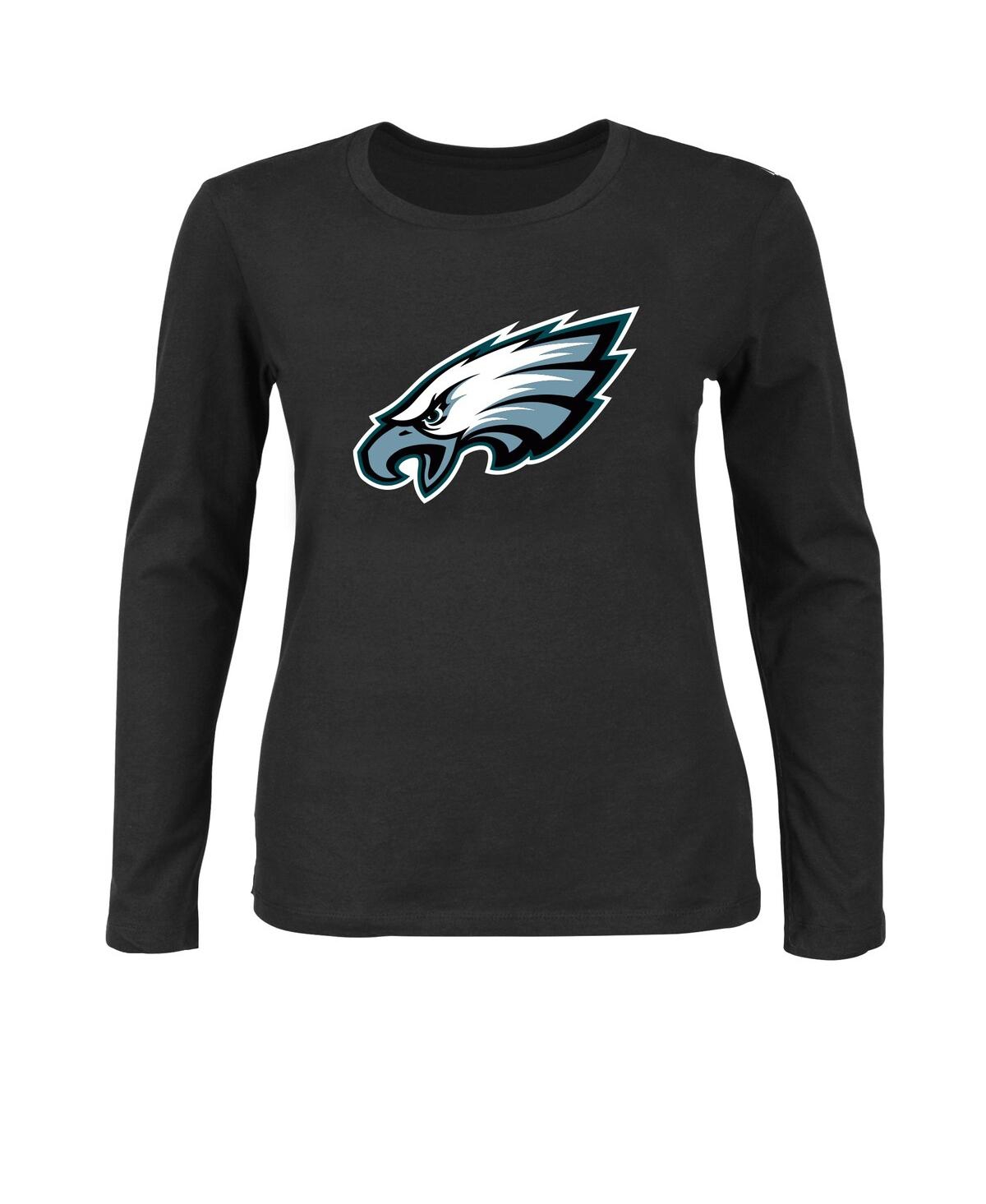 Fanatics Women's Plus Size Black Philadelphia Eagles Primary Logo Long Sleeve T-shirt In Black