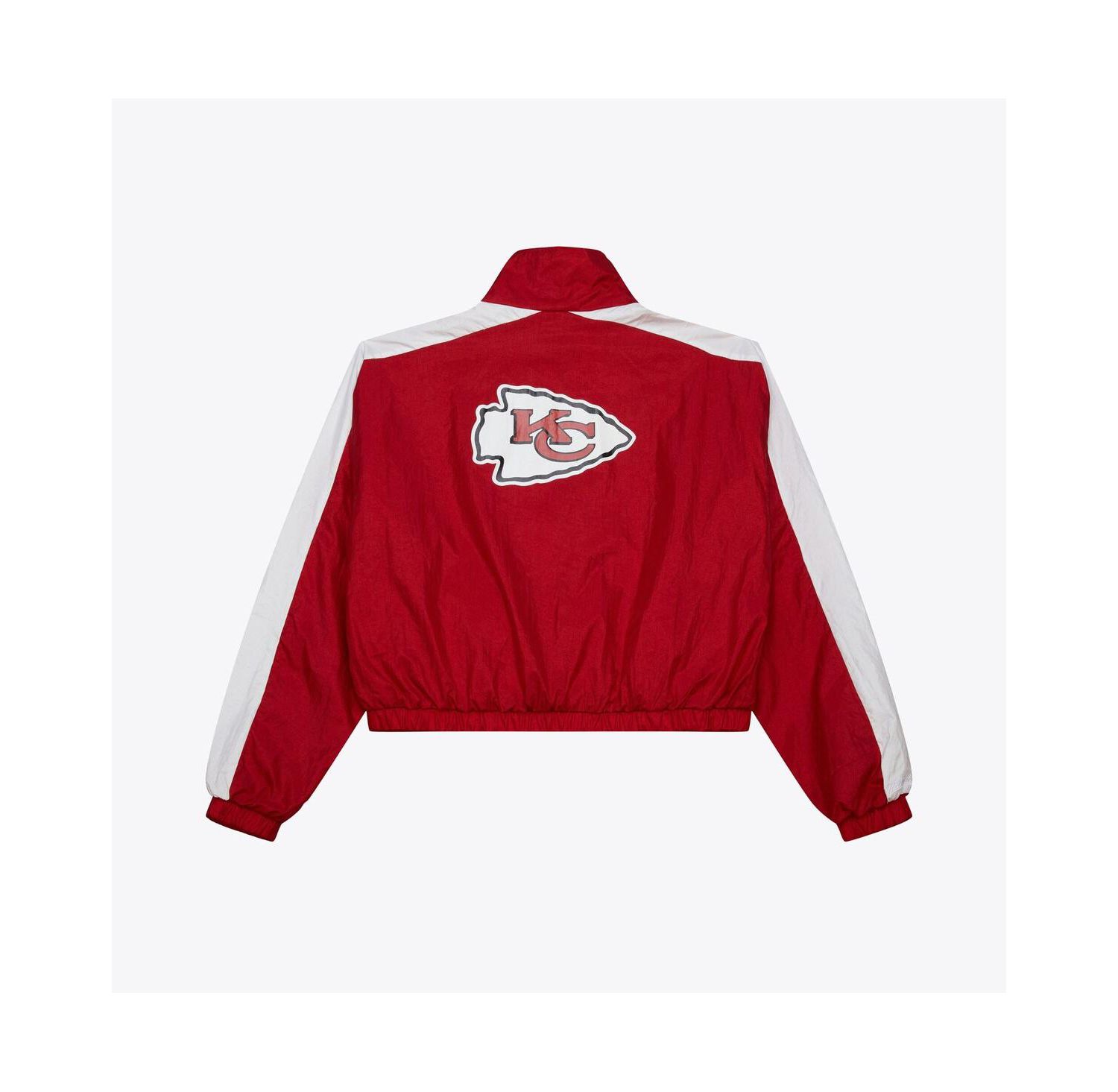 Women's Red Kansas City Chiefs Nylon Cropped Full-Zip Jacket