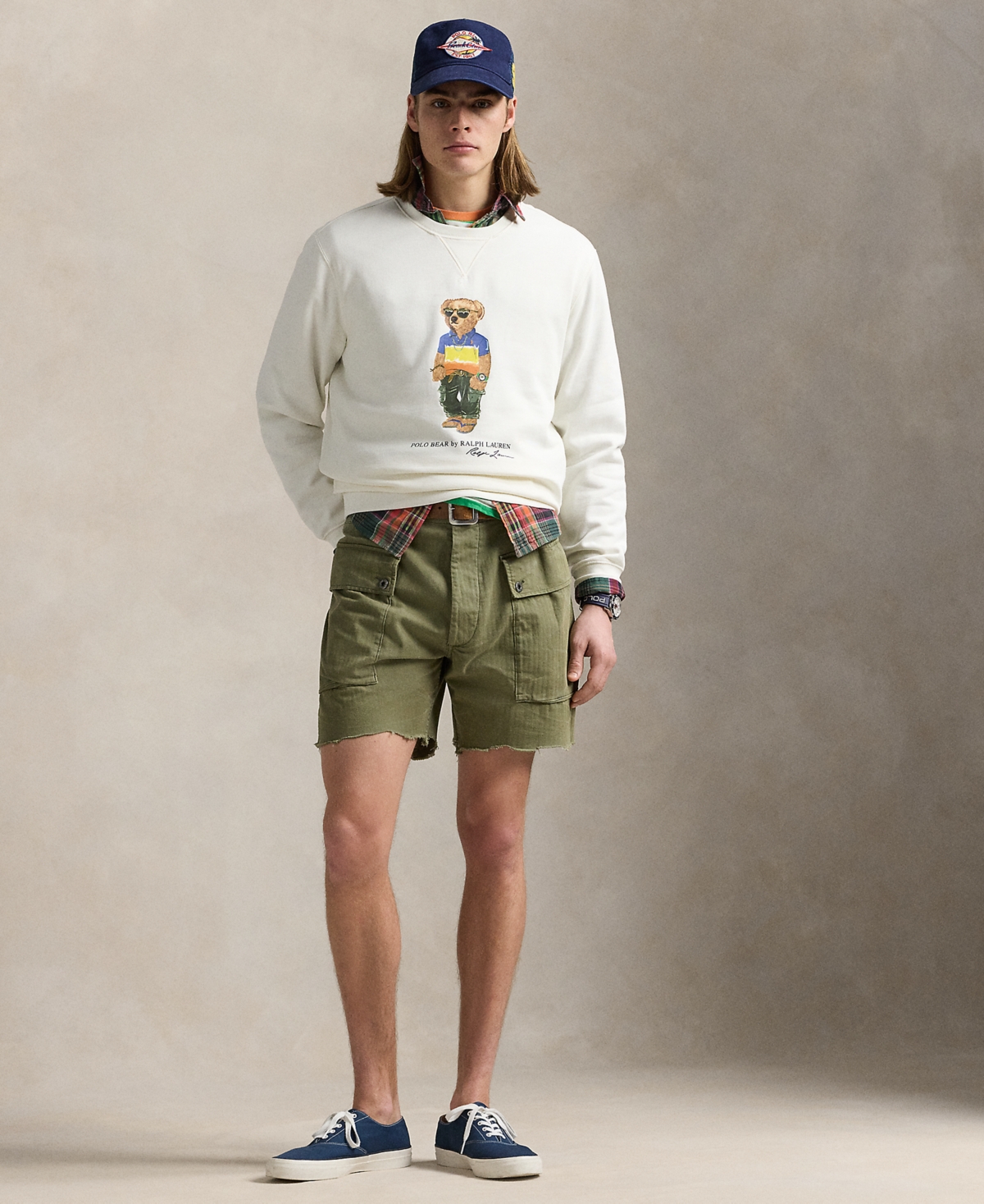 Polo Ralph Lauren White Cotton Blend Polo Bear Sweatshirt In Nevis Beach Ship Bear