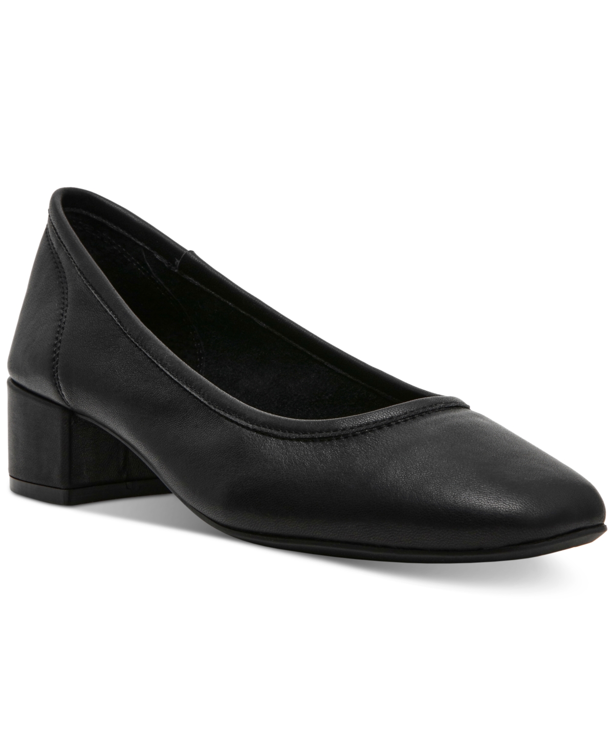 Steve Madden Mollie Block Heel Pump In Black Leather