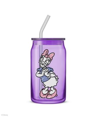 Disney Mickey Mouse Friends Color Sketch Tumbler Glasses with Lids, Set of 4