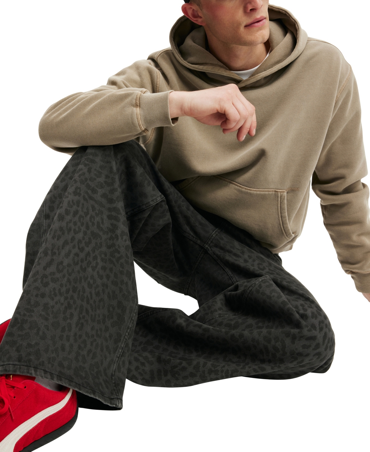 Shop Cotton On Men's Super Baggy Jean In Textured Leopard Overdye