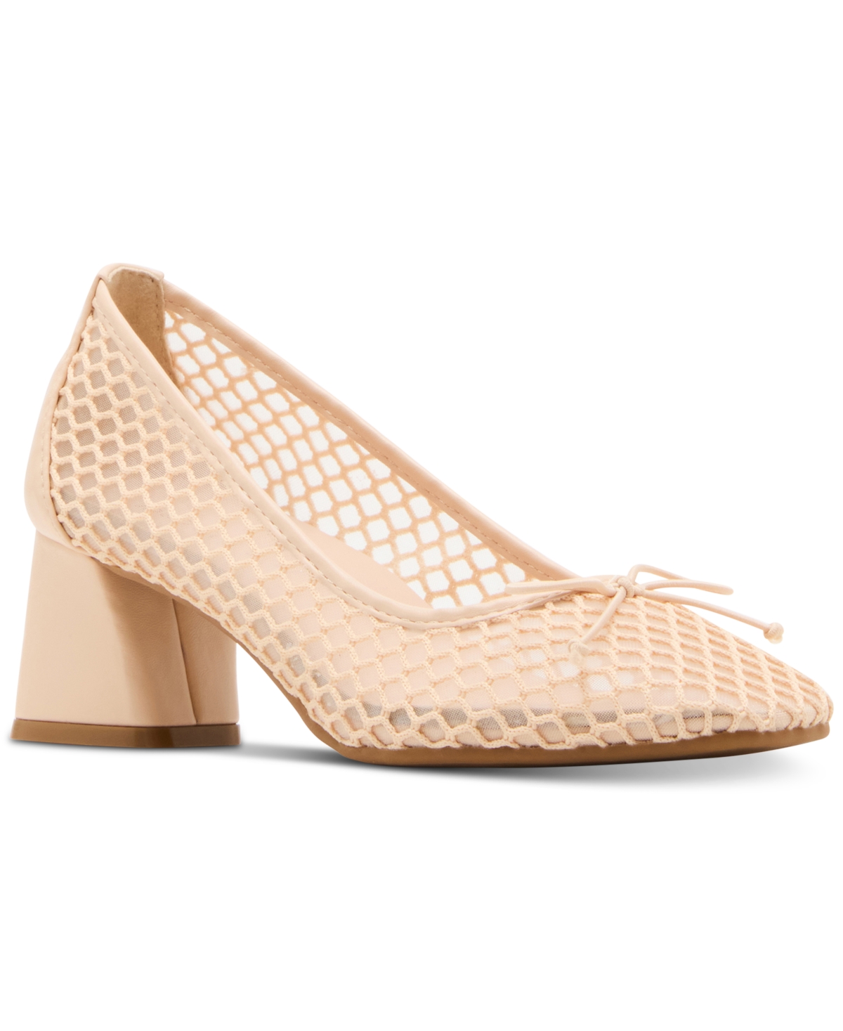 Emily-m Mesh Block-Heel Ballet Pumps - Natural Mesh