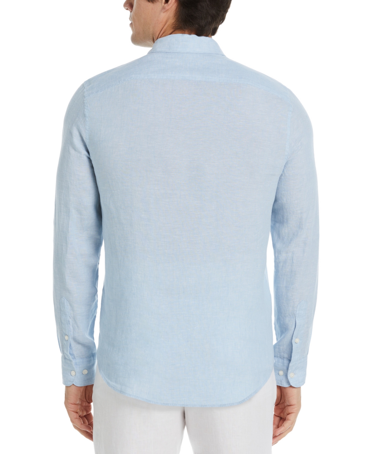 Perry Ellis Men's Solid Long Sleeve Linen Button-front Shirt In Soft Chambray