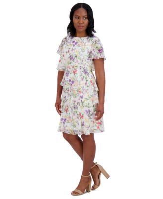 jessica howard tiered chiffon dress Jessica Howard Women's Tiered Floral-Print Chiffon Dress