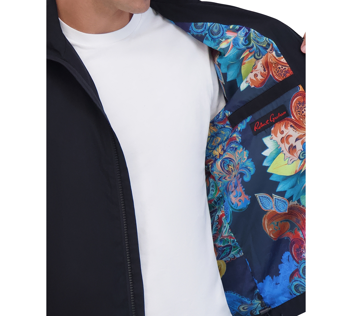 Robert Graham Men's Lightweight Peached Stand Collar Jacket In Black