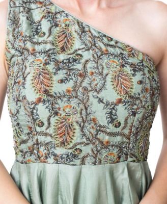 Women's Fit and Flare Dress with Multi-Color Belt with Rhinestone and Mirrorwork