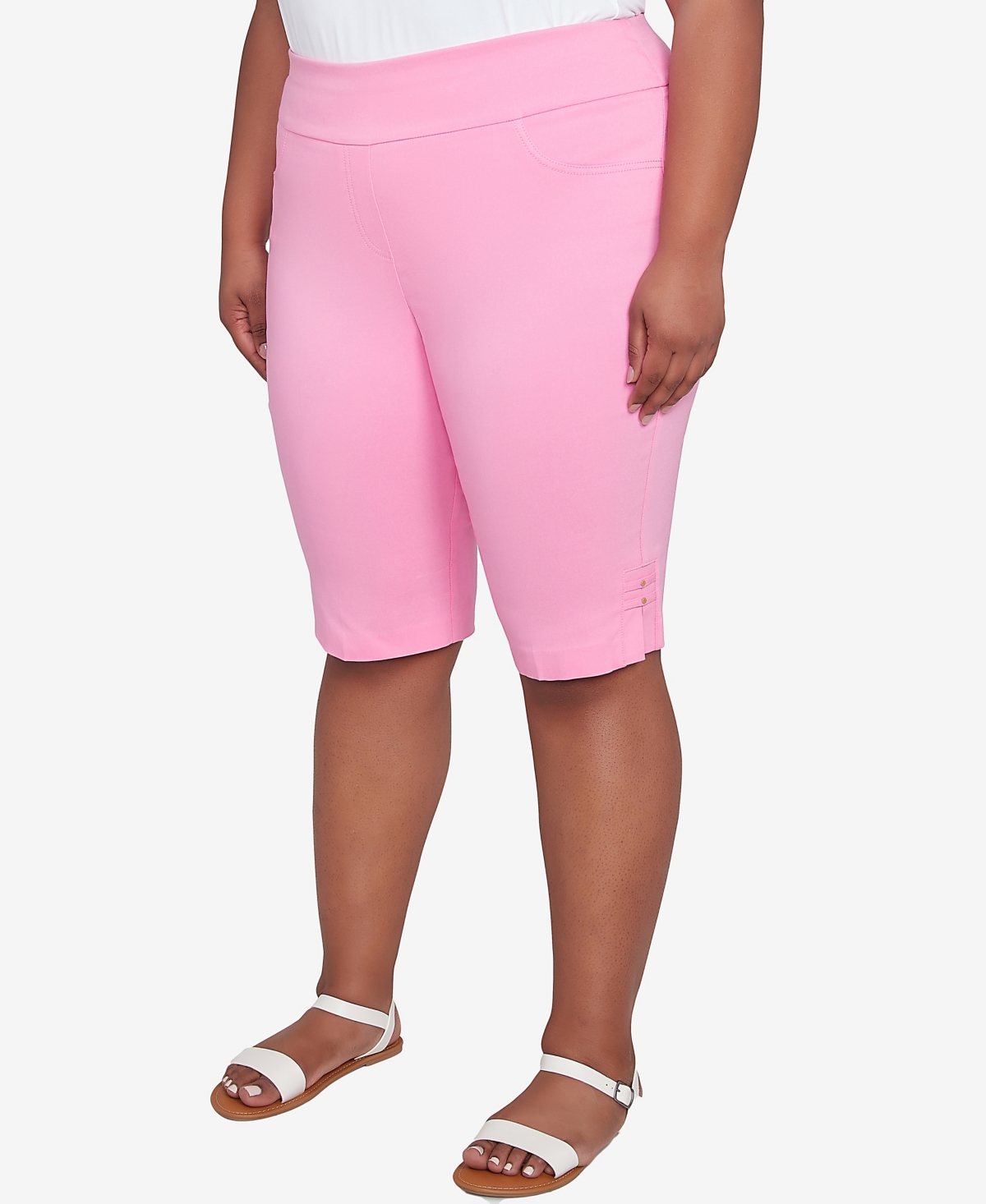 Hearts Of Palm Plus Size Spring Into Action Solid Tech Stretch Skimmer Pant In Bright Pink