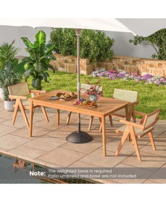 6-Person Outdoor Acacia Wood Dining Table with 1.96" Umbrella Hole Rectangular