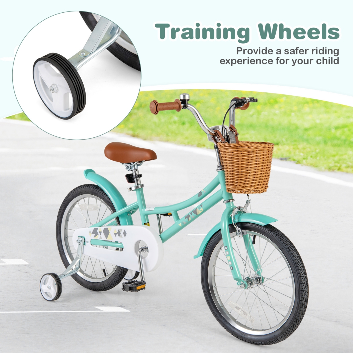Kids Bike with Training Wheels and Dual Brake System Safe and Easy-to-Ride Bicycle for Young Riders