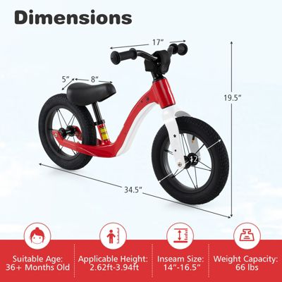 Balance Bike with Adjustable Seat and Rotatable Handlebar Perfect for Toddlers Learning to Ride