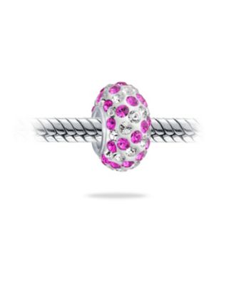 Solid Stripe Color Pave Crystal Spacer Bead Charm .925 Sterling Silver Core