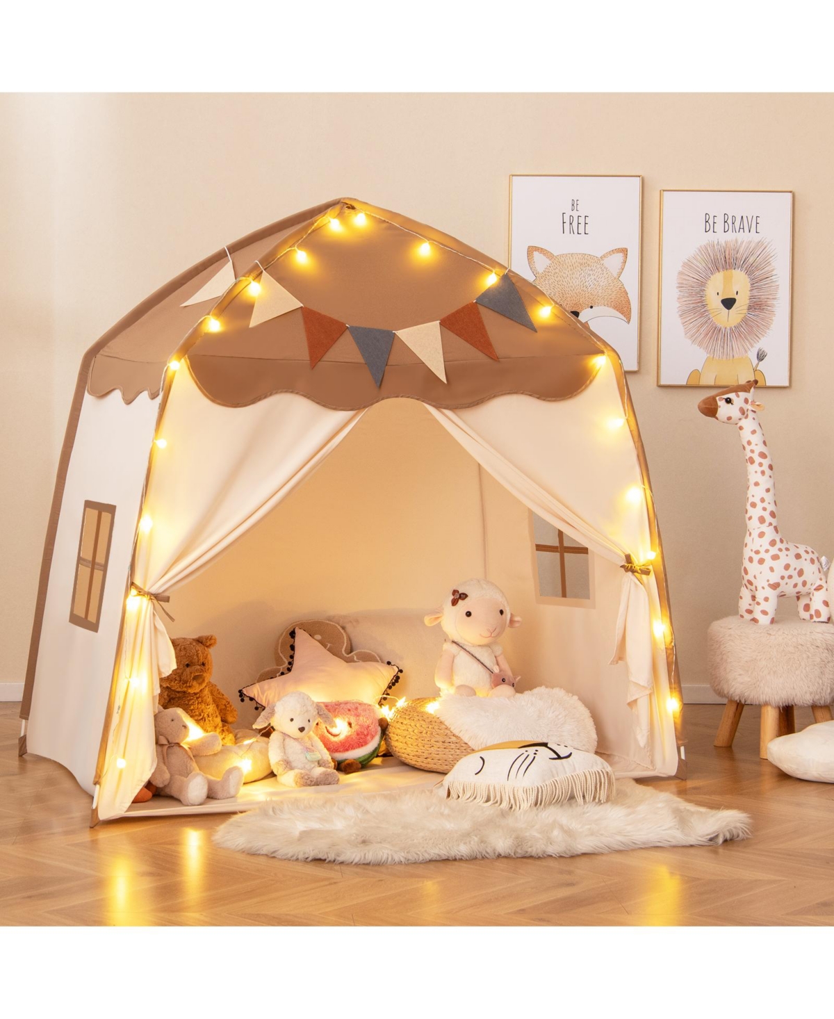 Kids Play Tent Bed Tent with String Lights Extra Large Playhouse Tent