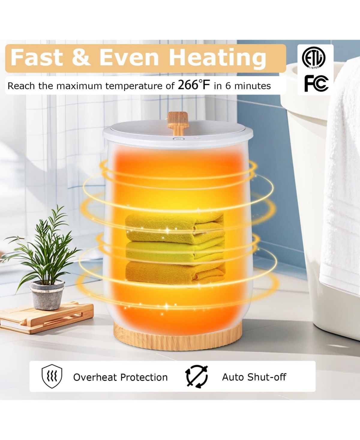 20L Large Heated Towel Warmer with Led Display and Button Control