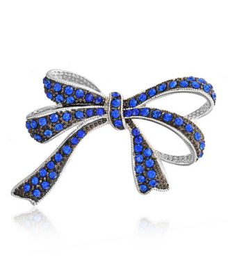 Victorian Style Large Statement Crystal Fashion Bow Brooch Pin Silver Plated