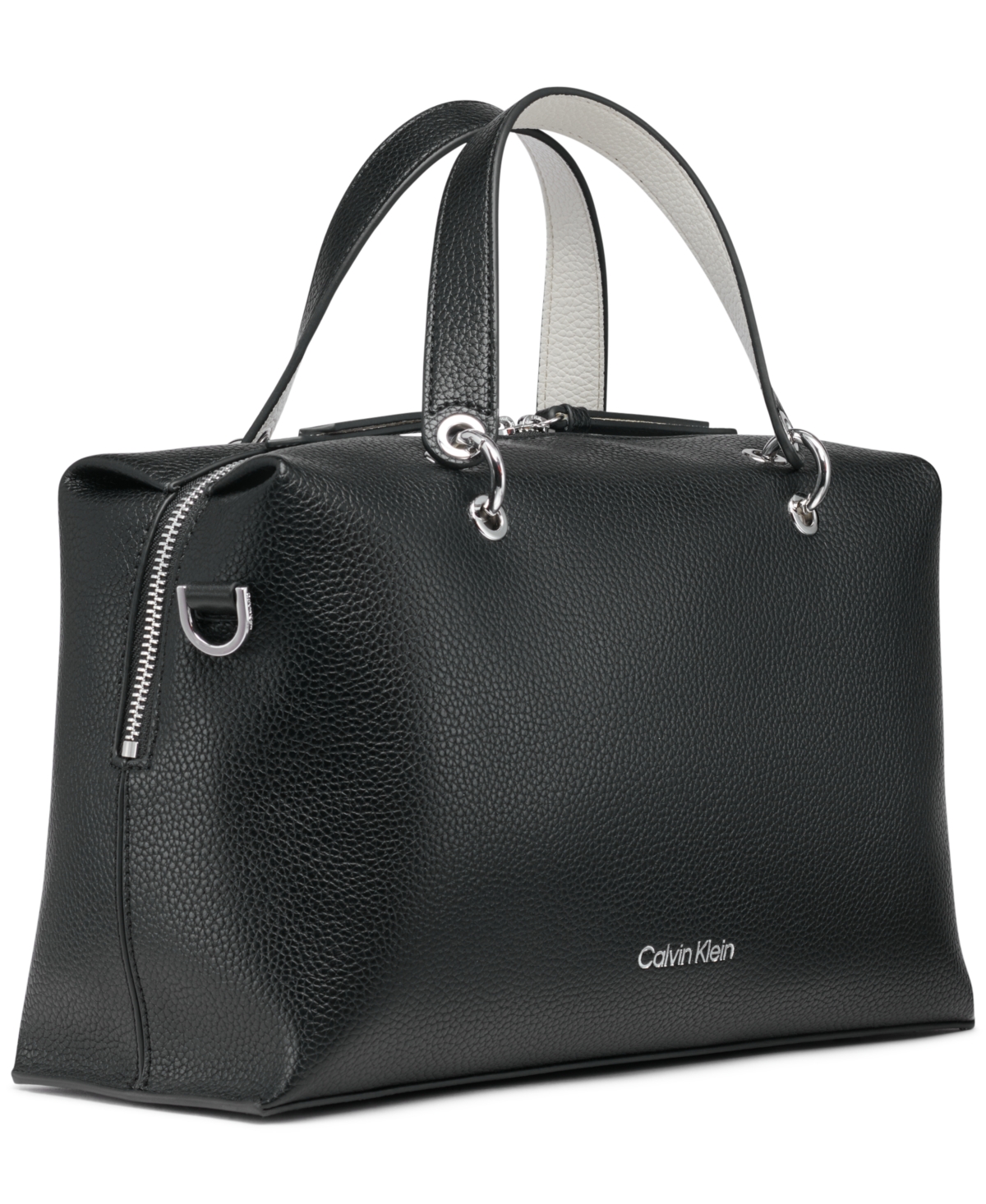Calvin Klein Cali Medium Satchel Bag In Black,white