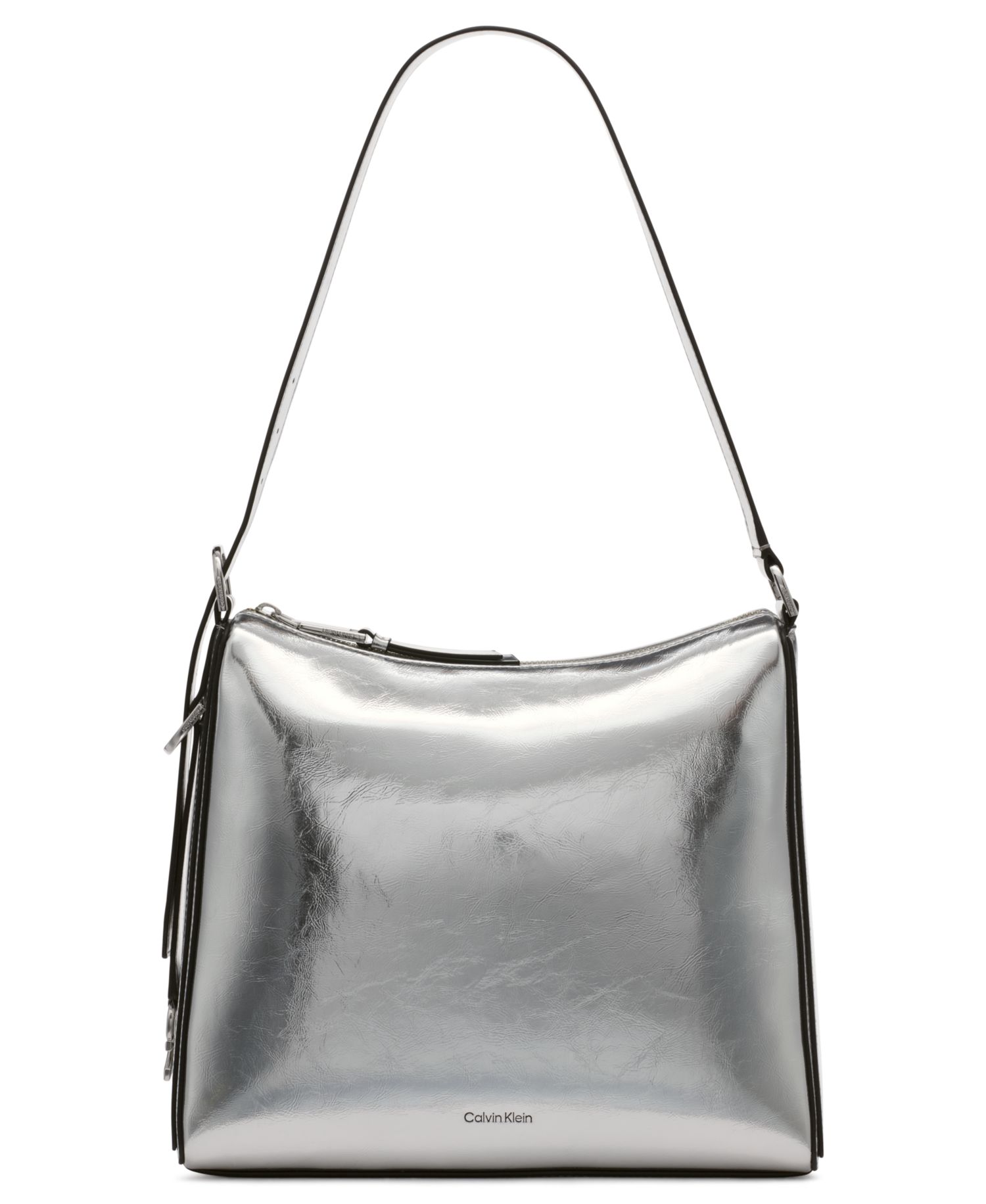 Mandy Metallic Top Zipper Shoulder Bag