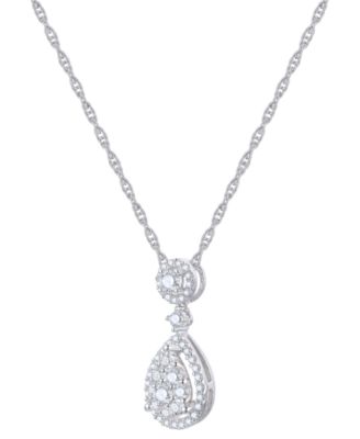 Diamond Drop Pendant Necklace (1/2 ct. t.w.) in 14k White Gold