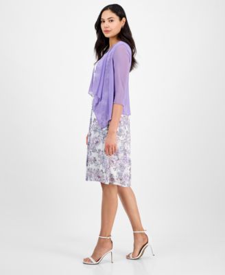 Women's 2-Pc. Open-Front Jacket & Floral Dress Set