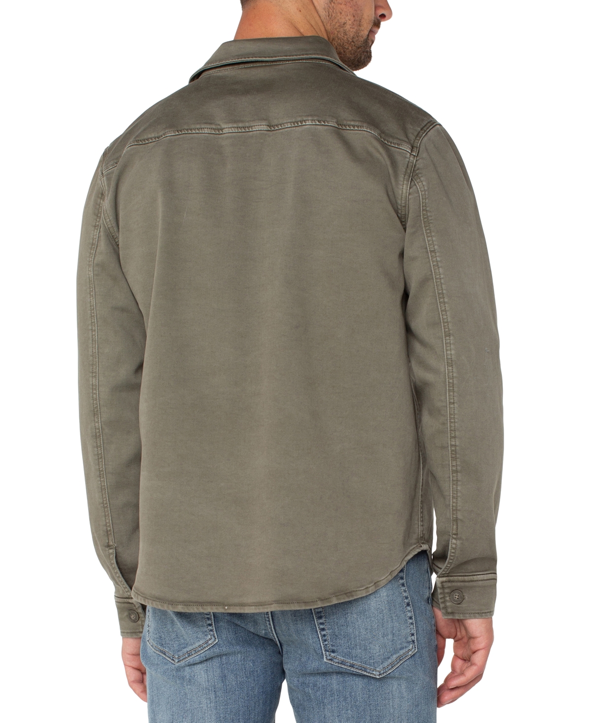 Liverpool Los Angeles Stretch Cotton Blend Overshirt In Pewter Green