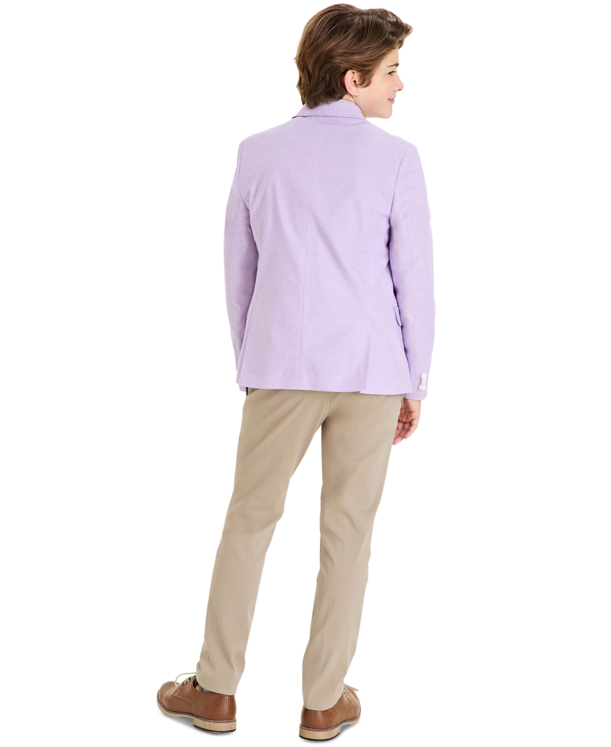 B By Brooks Brothers Big Boys Chambray Classic-fit Sports Coat In Lilac