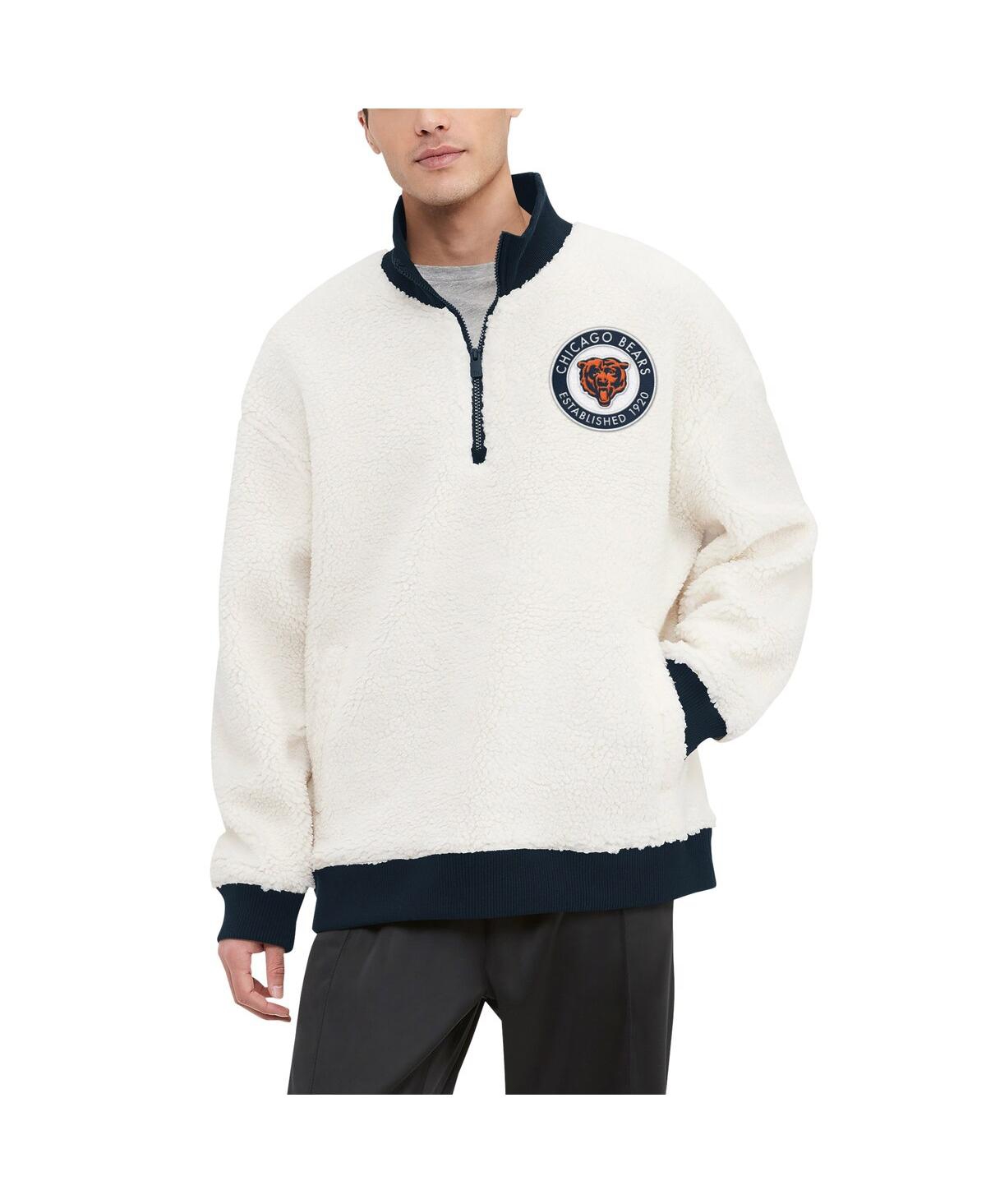 Shop Tommy Hilfiger Men's Cream Chicago Bears Jordan Sherpa Quarter-zip Sweatshirt