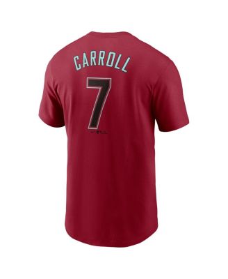 Men's Corbin Carroll Red Arizona Diamondbacks Fuse Name Number T-Shirt