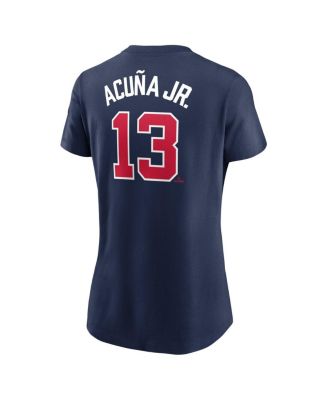 Women's Ronald Acuna Jr. Navy Atlanta Braves Fuse Name Number T-Shirt