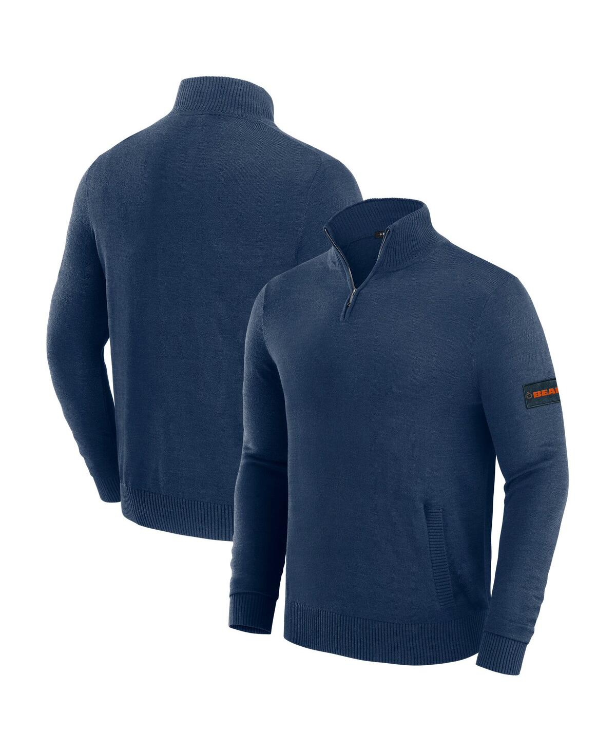 Men's Navy Chicago Bears Franchise Quarter-Zip Sweater - Navy