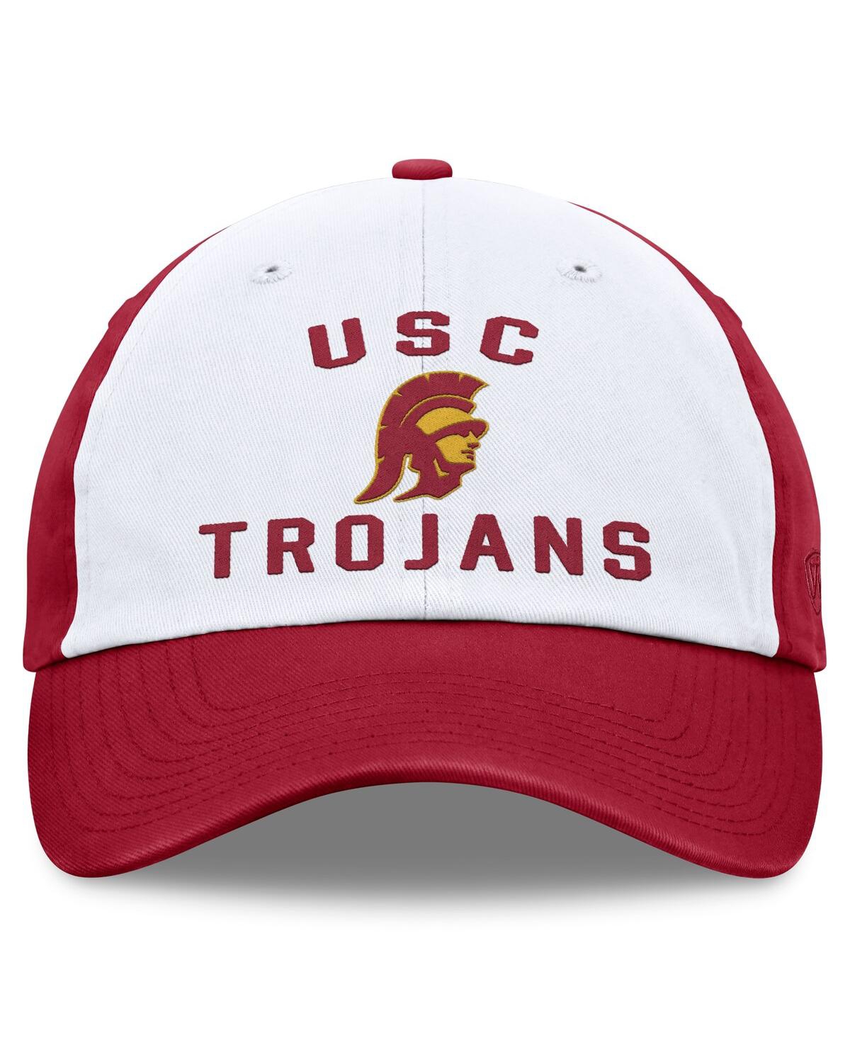 Top Of The World Men's White/cardinal Usc Trojans Heritage Weston Adjustable Hat In White,cardinal