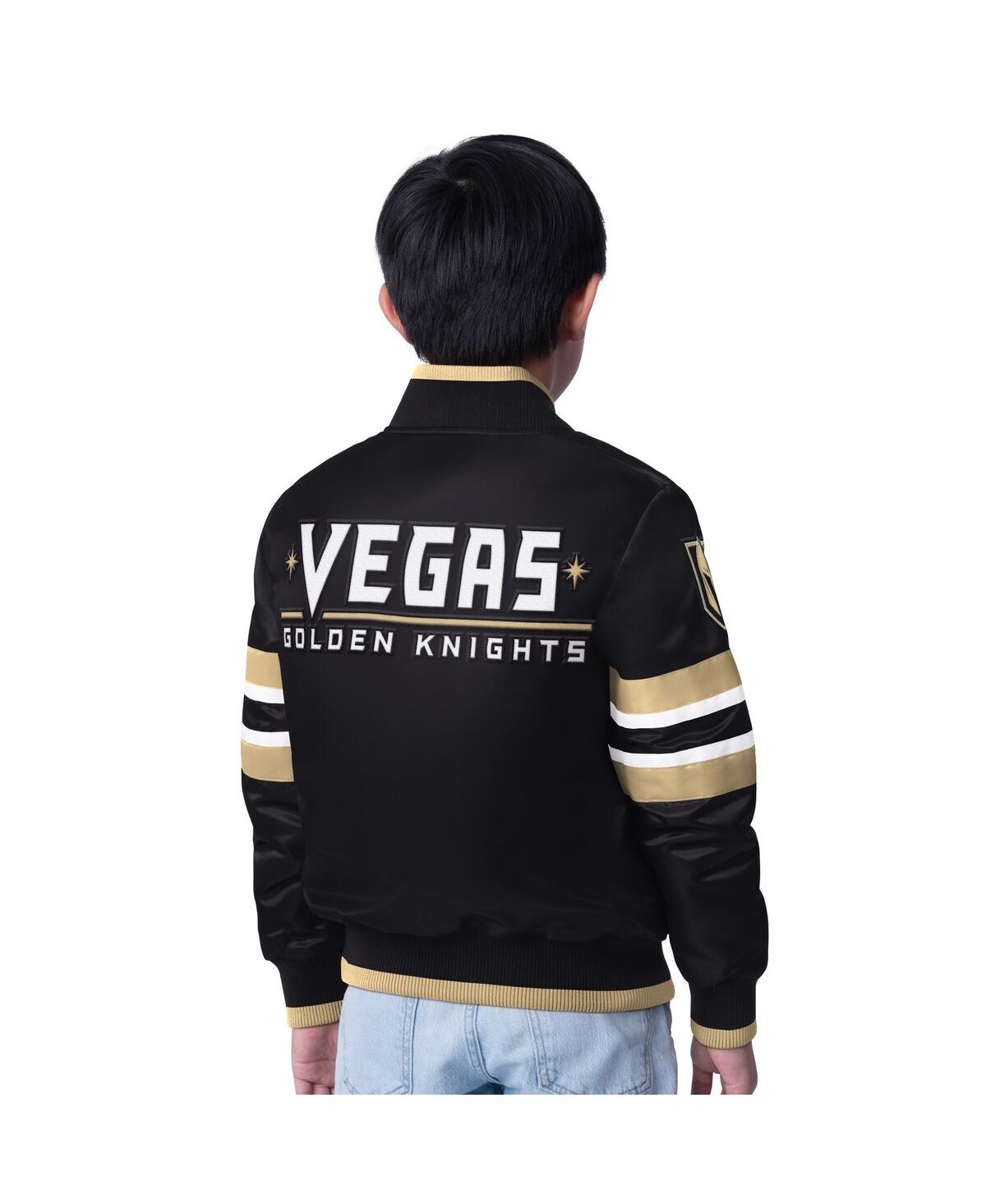 Starter Big Boys And Girls Black/gold Vegas Golden Knights Scout 1 Full-snap Varsity Jacket In Multi