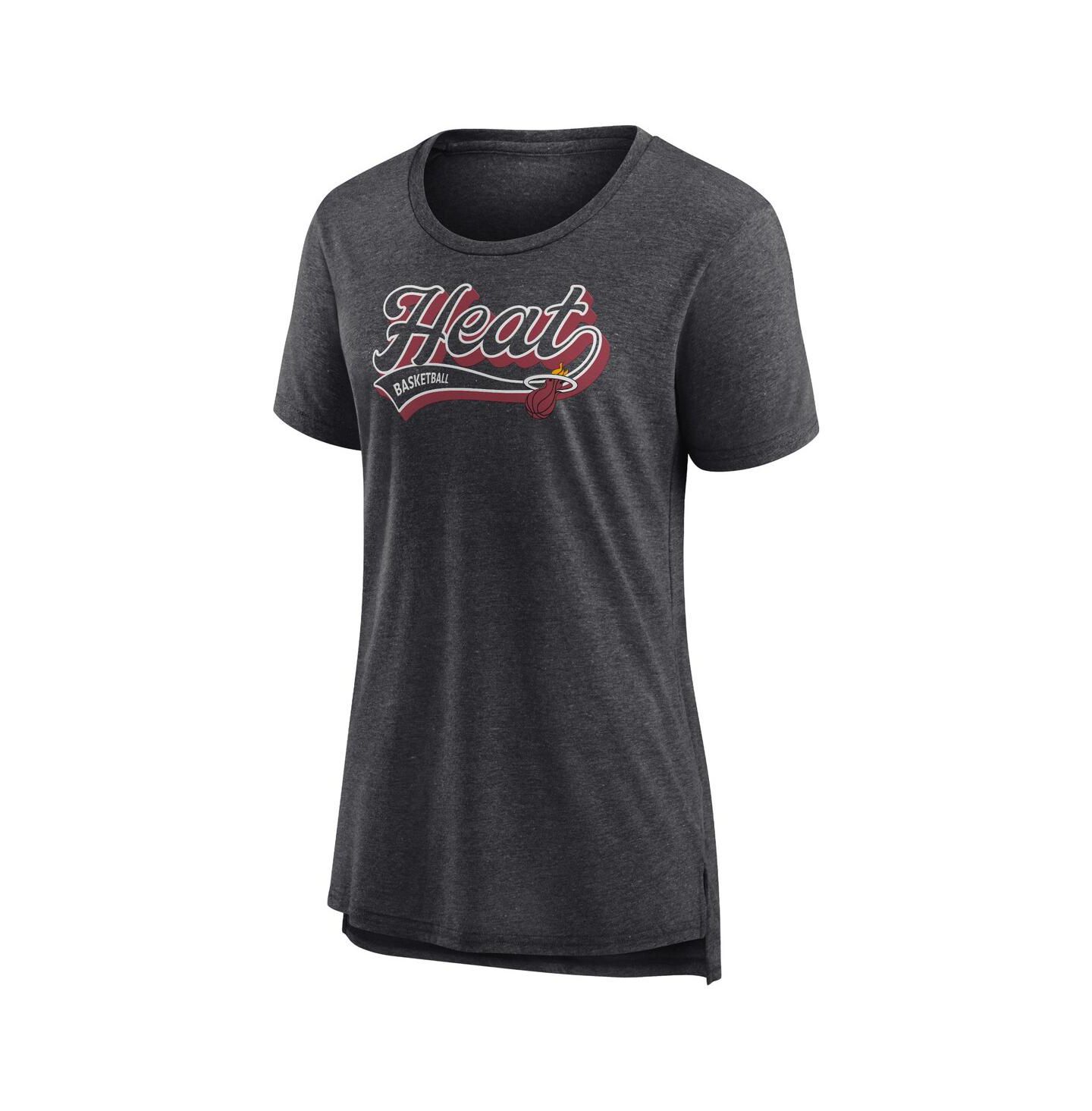 Женская футболка Fanatics Heather Charcoal Miami Heat League Leader Tri-Blend — фото 3