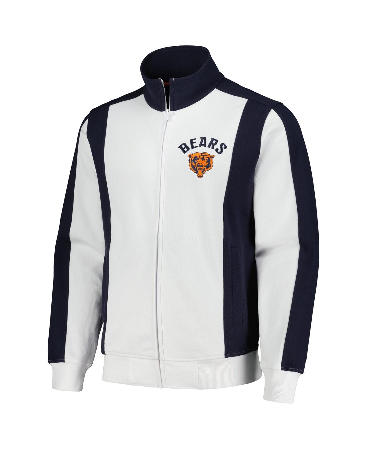 TOMMY HILFIGER MEN'S WHITE/NAVY CHICAGO BEARS NOLAN FULL-ZIP TRACK JACKET 