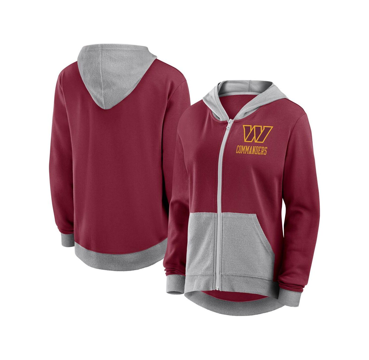 Women's Burgundy Washington Commanders Hit It French Terry Full-Zip Hoodie