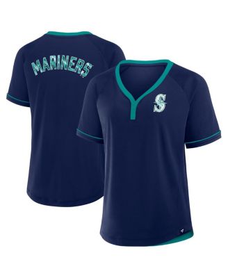 Fanatics - Women's Navy Seattle Mariners League Diva Star Raglan V-Neck T-Shirt