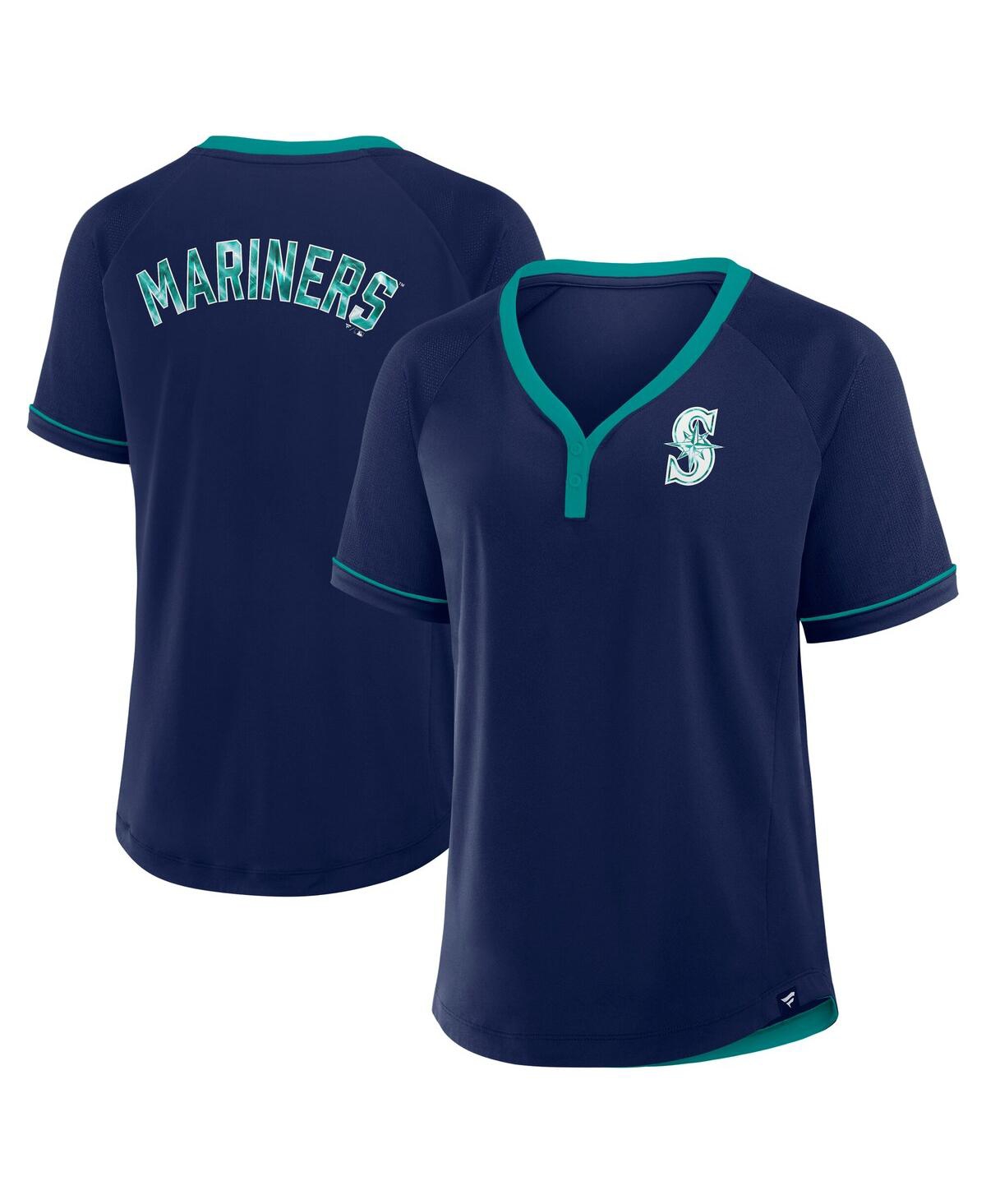 Fanatics Women's Navy Seattle Mariners League Diva Star Raglan V-neck T-shirt In Navy
