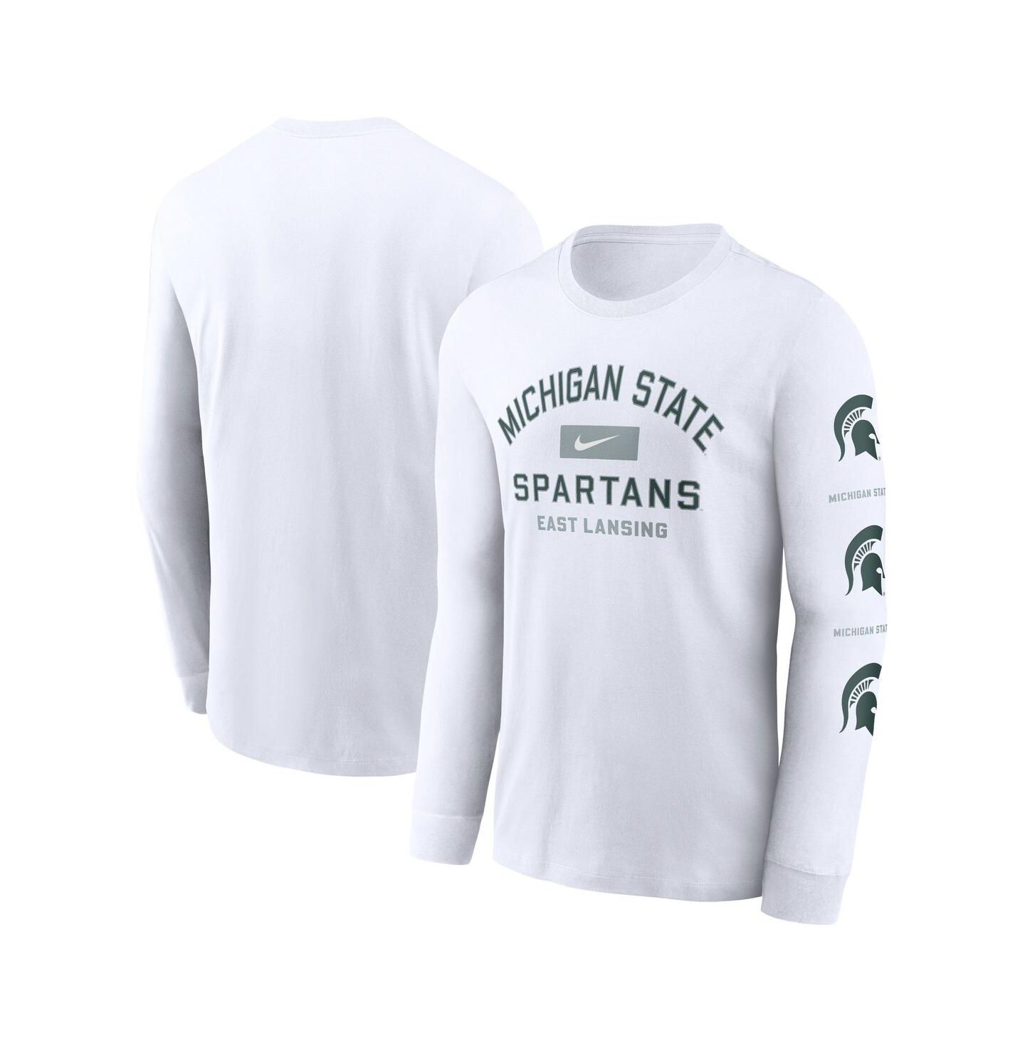 Мужская футболка Nike White Michigan State Spartans Primetime Classic Location Long Sleeve — фото 1