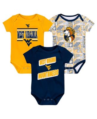 Outerstuff - Newborn Navy West Virginia Mountaineers Sunday Comics 3-Pack Bodysuit Set