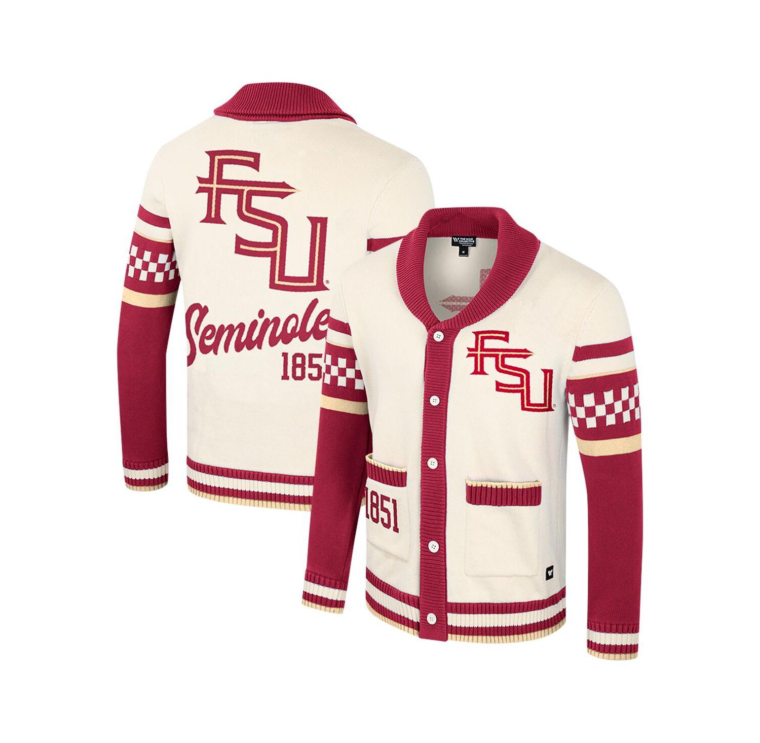 Men's and Women's Cream Florida State Seminoles Wild Collective Button-Up Jacquard Sweater