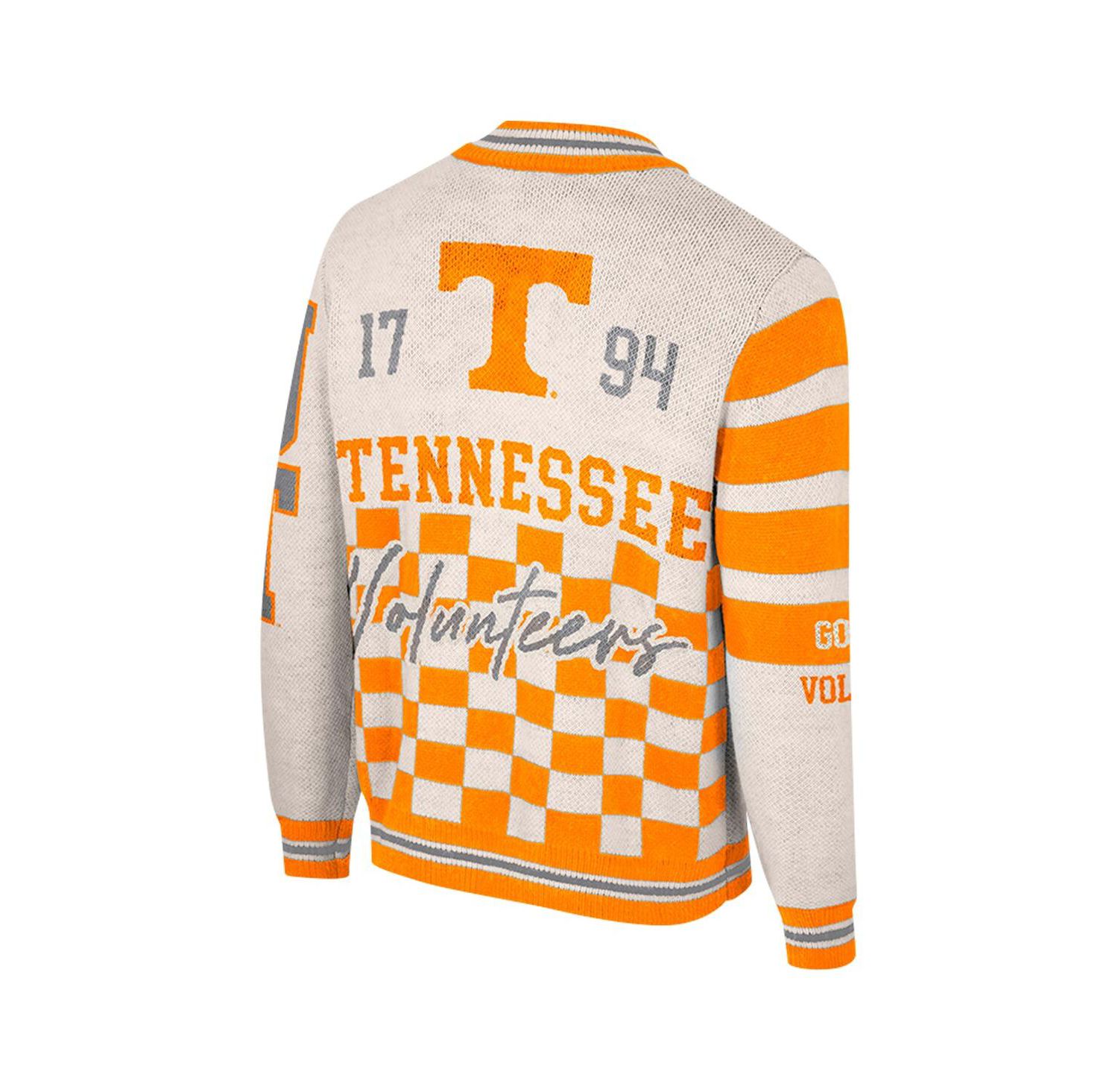 Women's Cream Tennessee Volunteers Jacquard Full-Zip Sweater