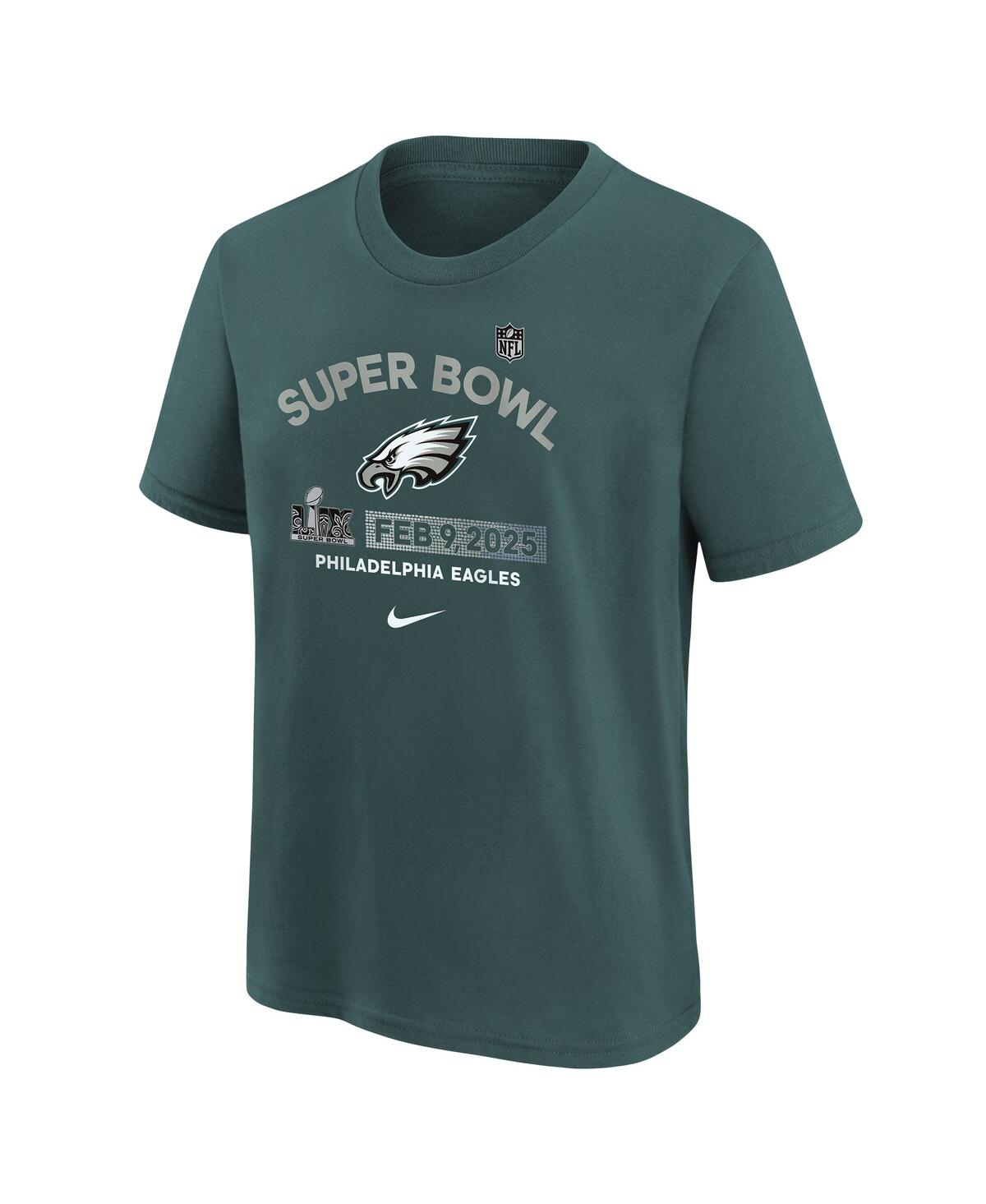 Nike Big Boys And Girls Midnight Green Philadelphia Eagles Super Bowl Lix Authentic T-shirt In Midnight Green