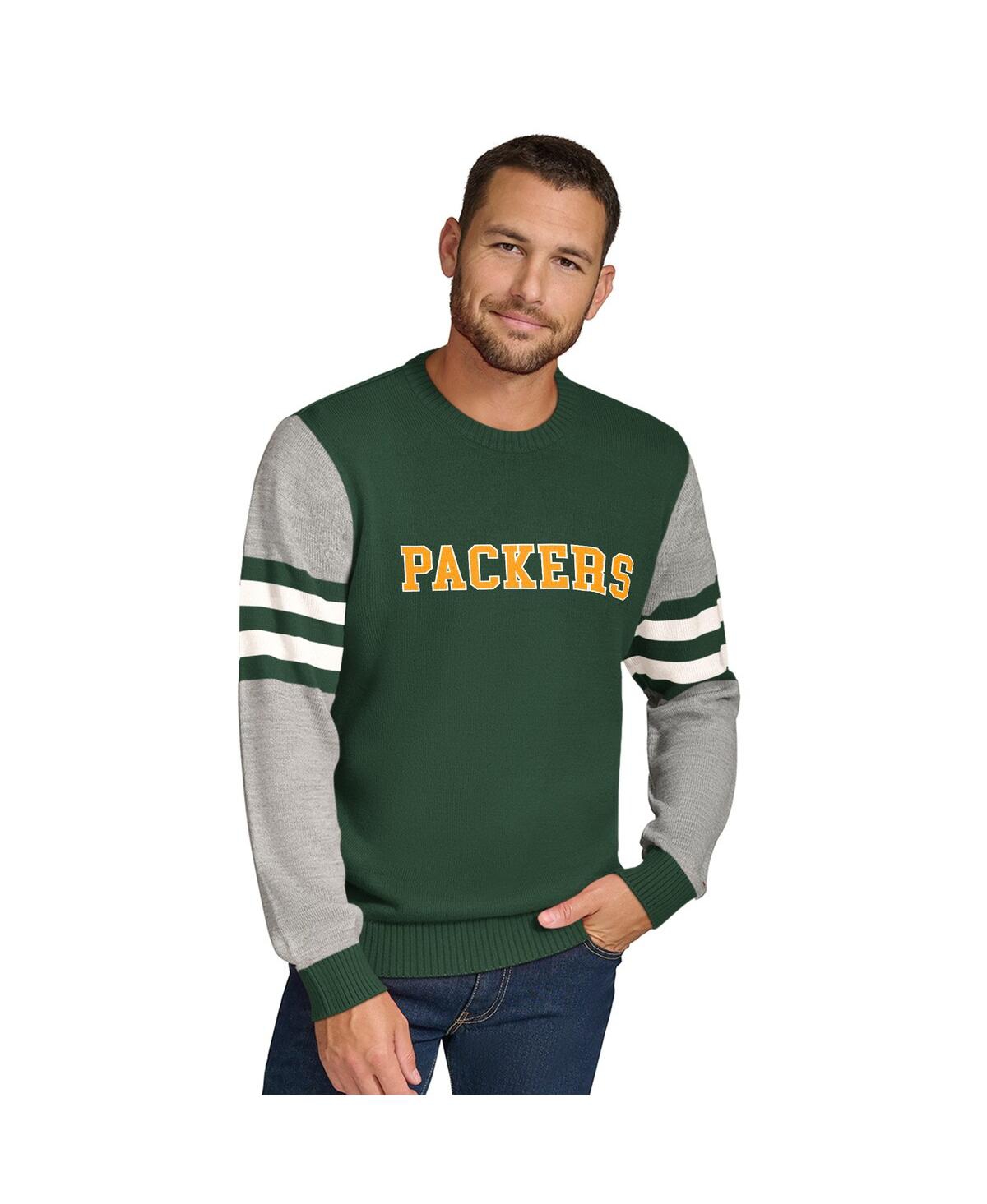 Men's Green/Heather Gray Green Bay Packers Acrylic Crewneck Pullover Sweatshirt - Green, Heather Gray