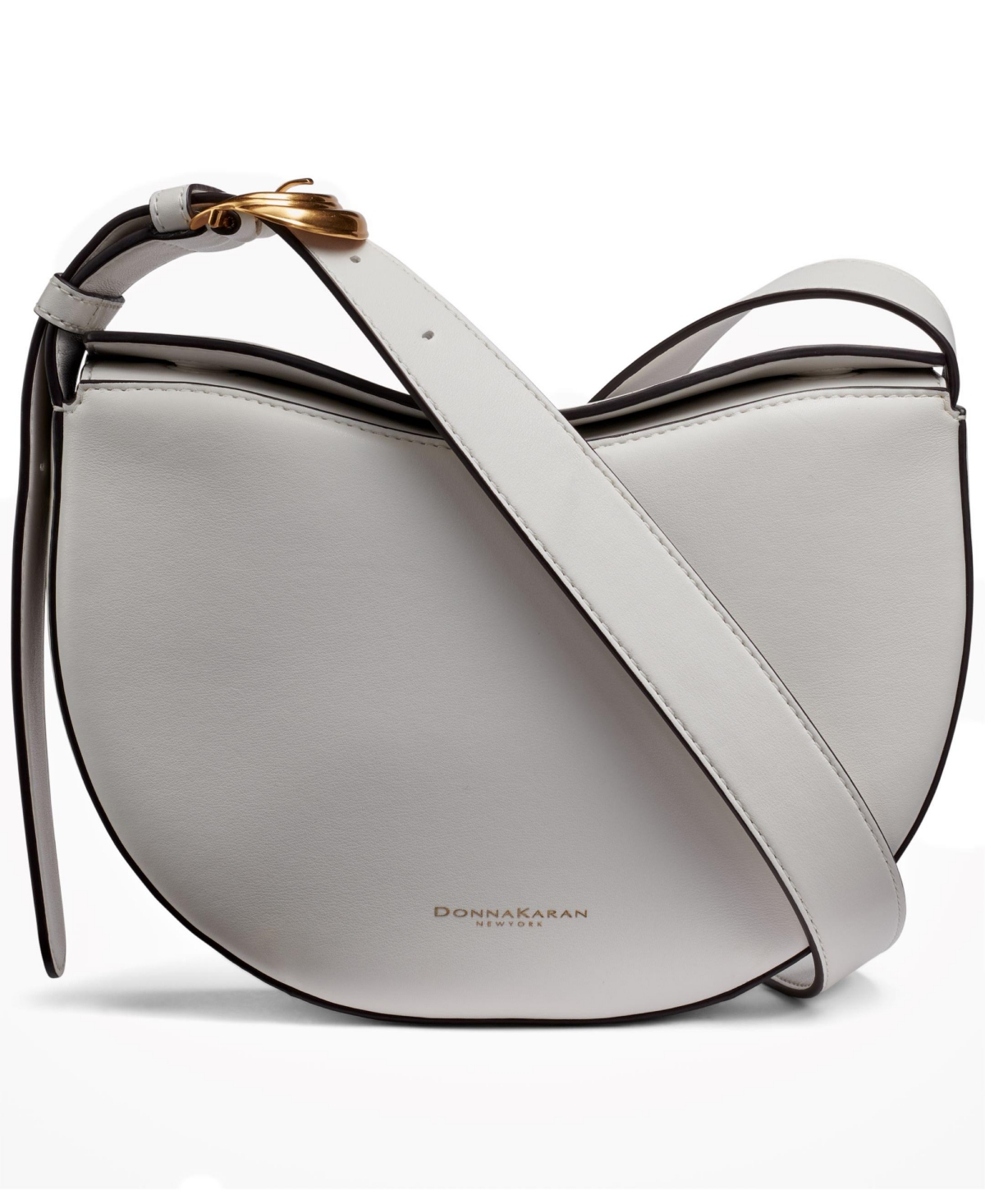 Donna Karan Valley Stream Leather Buckle Crossbody With Adjustable Strap In Brillant White